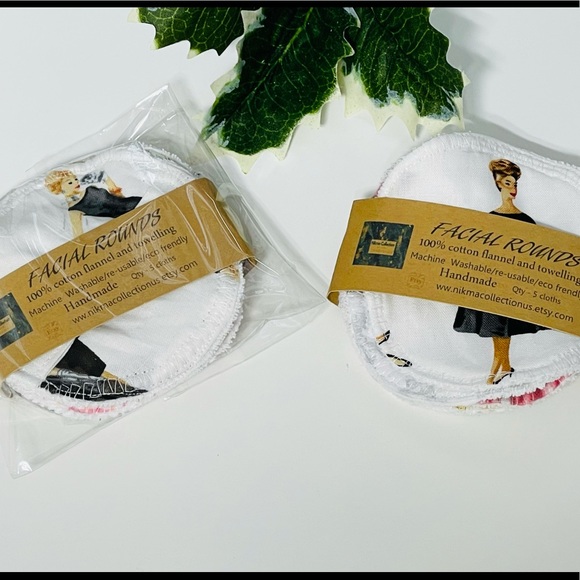 5 pc Cotton Reusable Makeup Remover Pads Wipes Washable Facial Rounds Handmade4” - Picture 9 of 11